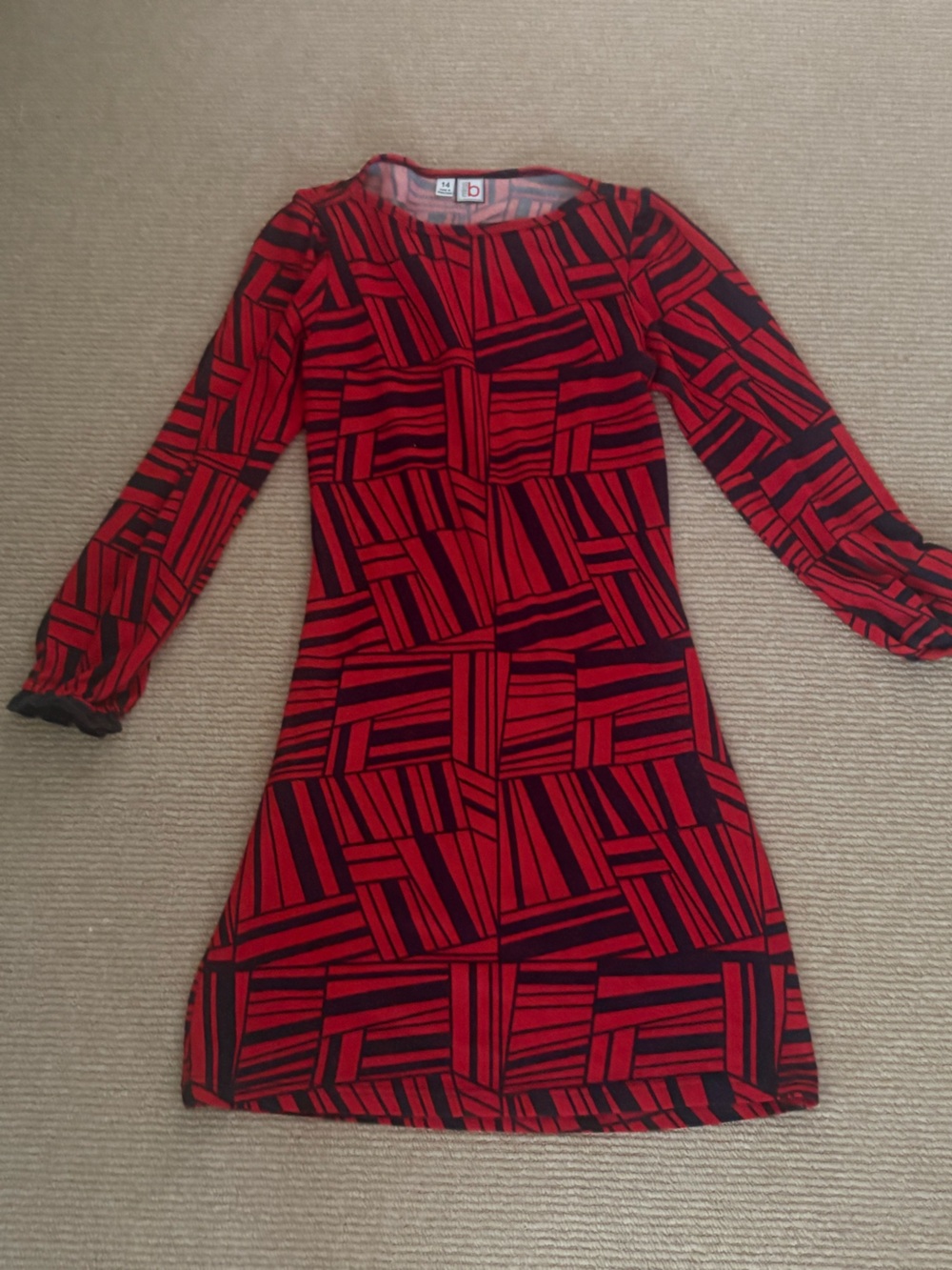 Red & Black Geometric Sweater Dress 14